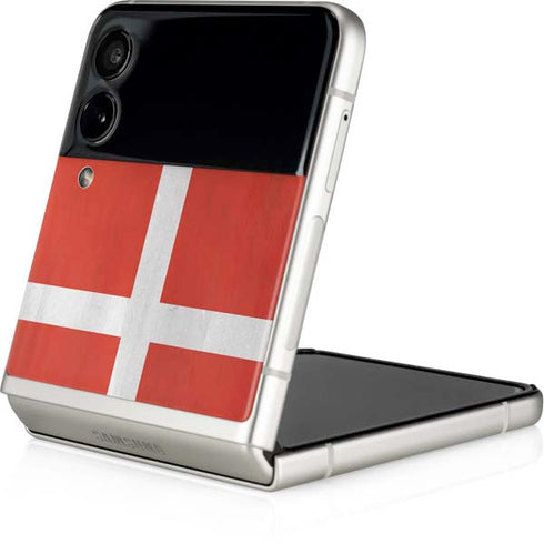 Denmark Flag Distressed Galaxy Z Flip4 5G Skin